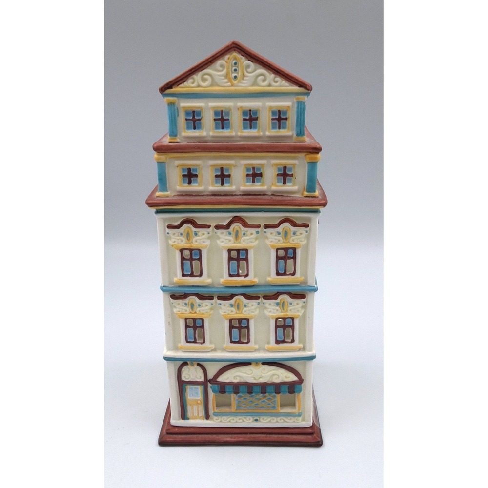 PartyLite European Townhouse Ceramic Tea Light Candle Holder 5-Story Building